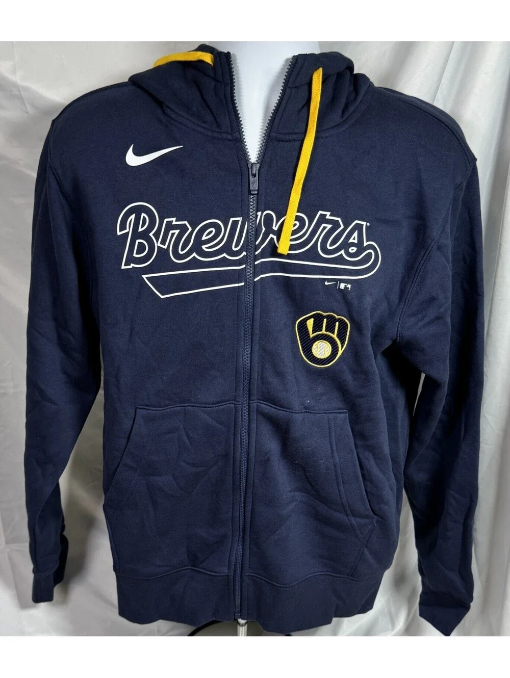 Milwaukee Brewers Blue Full Zip Hoodie Jacket Men's S NEW NWT